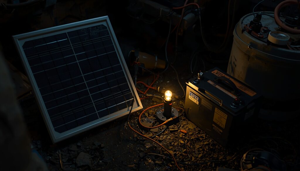 lucid origin a cinematic photo of a diy off grid power generation setup during a blackout sma 1